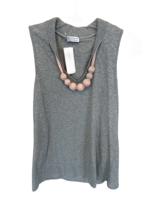 Brunello Cucinelli Size L gray & pink Cashmere Blend Sleeveless Heathered Top gray & pink / L