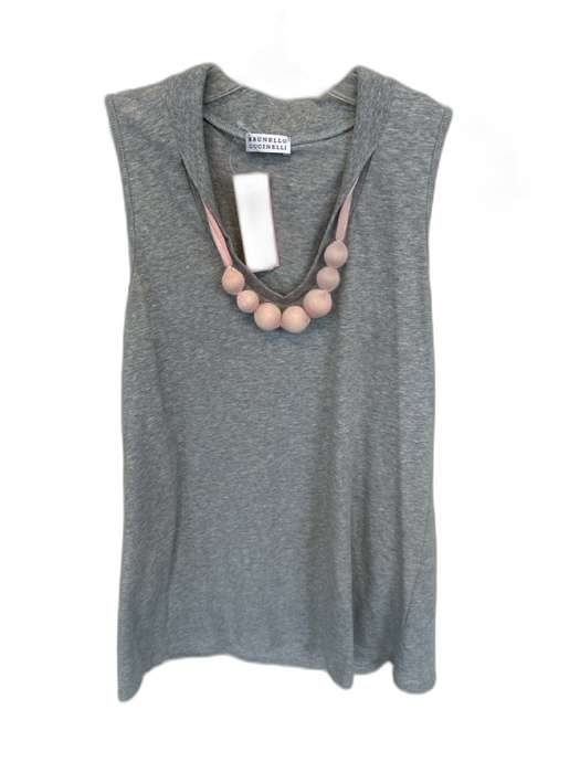 Brunello Cucinelli Size L gray & pink Cashmere Blend Sleeveless Heathered Top gray & pink / L