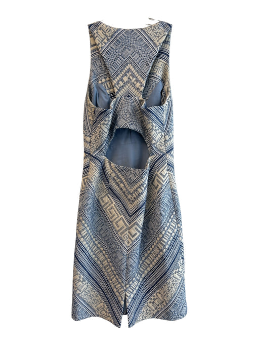 Amanda Uprichard Size S Cream & Blue Polyester V Neck Halter Tweed Dress Cream & Blue / S