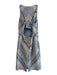 Amanda Uprichard Size S Cream & Blue Polyester V Neck Halter Tweed Dress Cream & Blue / S