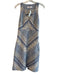 Amanda Uprichard Size S Cream & Blue Polyester V Neck Halter Tweed Dress Cream & Blue / S