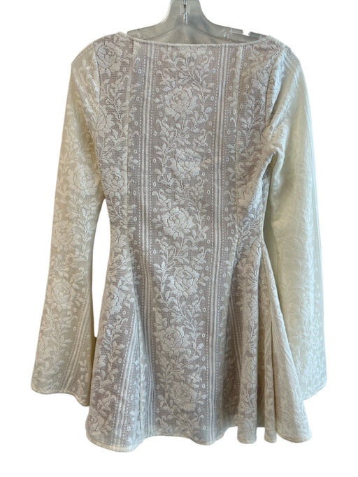 Loba Size XS White Nylon Blend Scoop Neck Long Sleeve Lace Overlay Dress White / XS