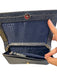 Kate Spade Navy Leather Crocodile Embossed Chain Strap Magnetic Snap Closure Bag Navy