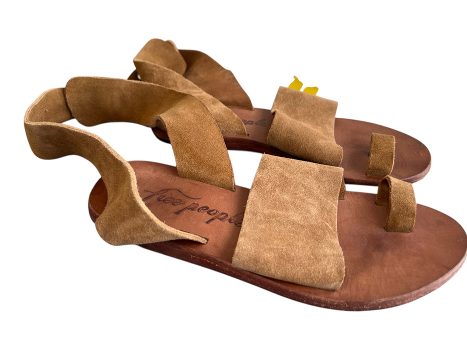 Free People Shoe Size 37 Brown Leather Strappy Flip flop Flat Shoes Brown / 37