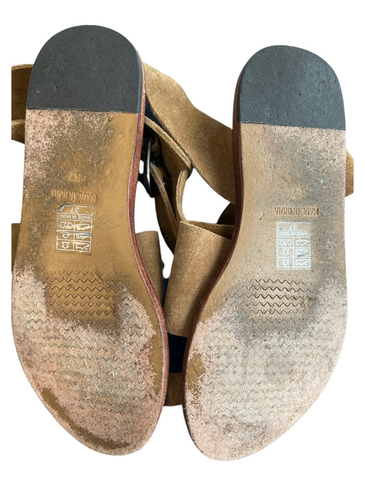 Free People Shoe Size 37 Brown Leather Strappy Flip flop Flat Shoes Brown / 37