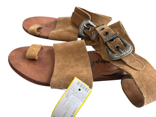 Free People Shoe Size 37 Brown Leather Strappy Flip flop Flat Shoes Brown / 37