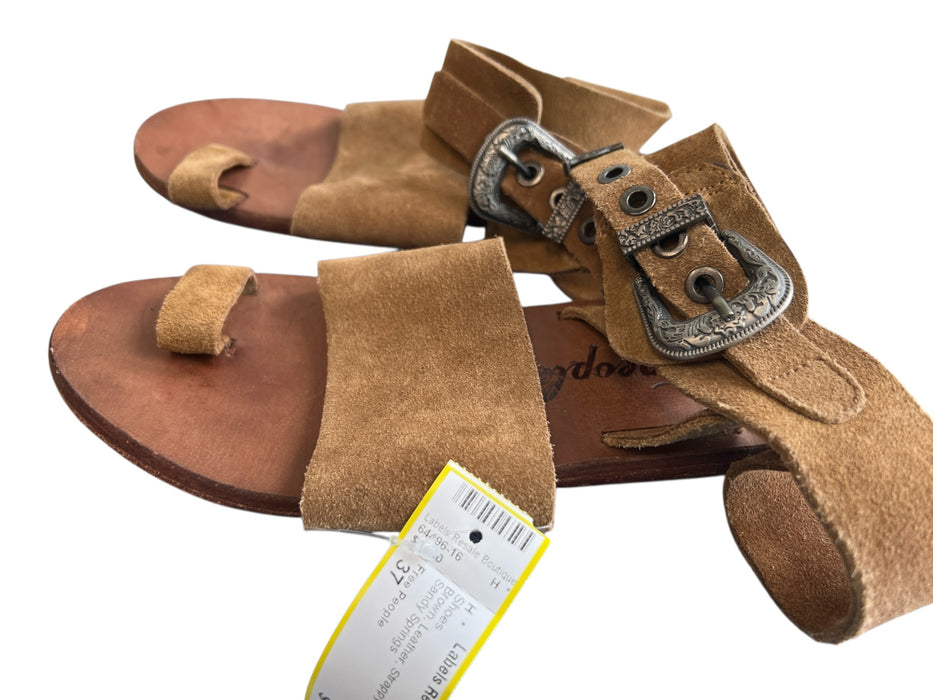 Free People Shoe Size 37 Brown Leather Strappy Flip flop Flat Shoes Brown / 37