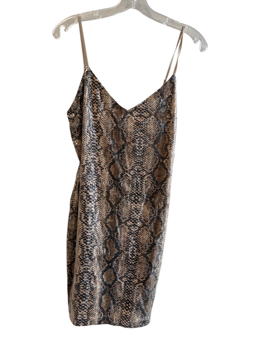 endless rose Size S Brown Polyester V Neck Spaghetti Strap Reptile print Dress Brown / S