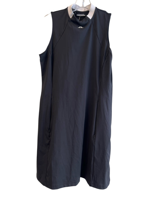 J Lindeberg Size S Black & White Polyester High Neck Sleeveless Pockets Dress Black & White / S