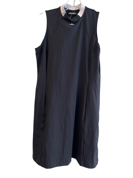 J Lindeberg Size S Black & White Polyester High Neck Sleeveless Pockets Dress Black & White / S