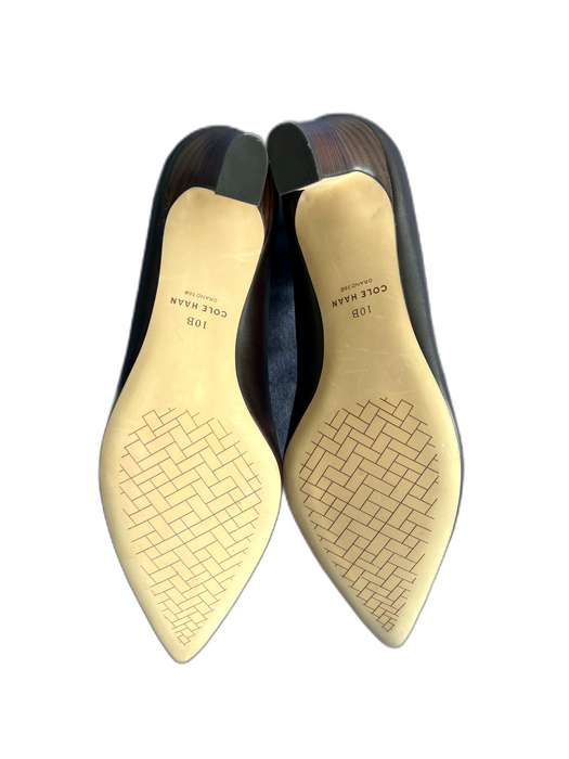 Cole Haan Shoe Size 10 Black Leather Pointed Toe Block Heel Slip On Shoes Black / 10