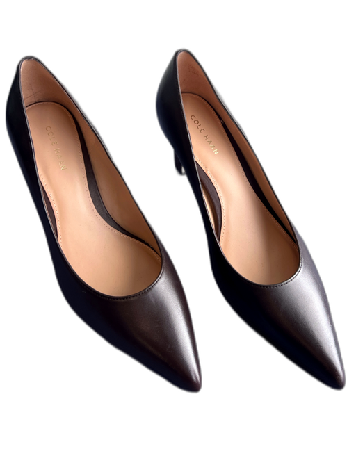 Cole Haan Shoe Size 10 Black Leather Pointed Toe Block Heel Slip On Shoes Black / 10