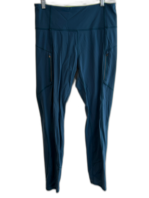 Athleta Size M Blue Nylon Blend Mid Rise Athletic Side Zip Seam Detail Leggings Blue / M