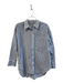 Maeve Size S White & Blue Cotton Collared Button Up Long Sleeve Stripe Top White & Blue / S