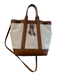 Veronica Beard Beige & Brown Canvas & Leather Top Handle Gold Hardware Bag Beige & Brown