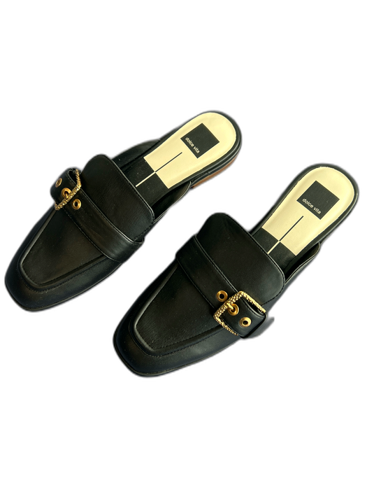 Dolce Vita Shoe Size 10 Black Leather Gold hardware Buckle Open Back Mule Shoes Black / 10
