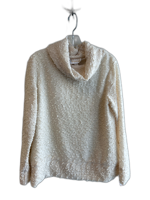 Sail To Sable Size Medium Ivory Polyester Long Sleeve Turtle Neck Textured Top Ivory / Medium