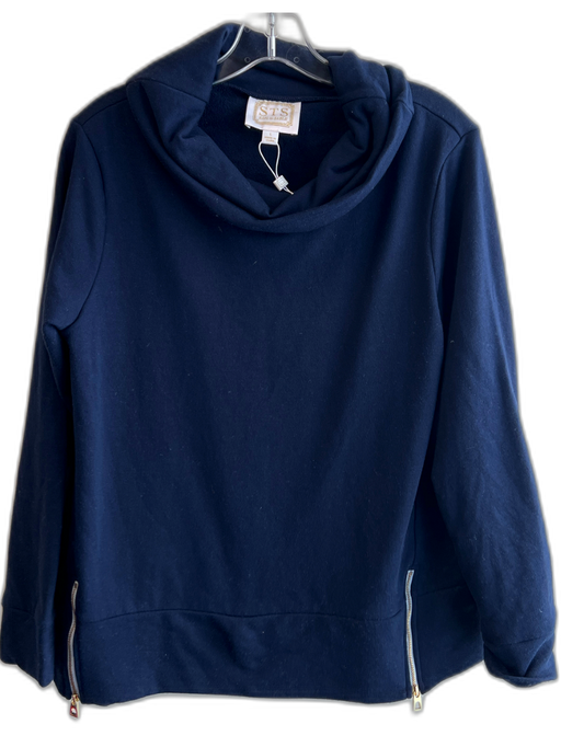 Sail To Sable Size Large Navy Polyester Blend Long Sleeve Turtle Neck Top Navy / Large