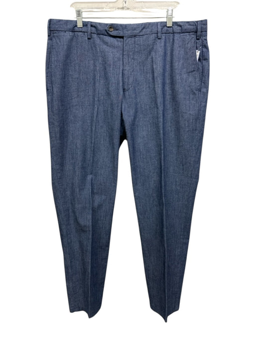 Germano Size 56 Blue Cotton Blend Solid Dress Men's Pants Blue / 56