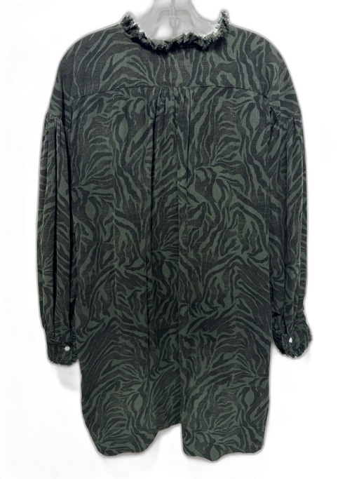 Ann Mashburn Size M/L Green Multi Cotton Corduroy Frayed Detail Dress Green Multi / M/L