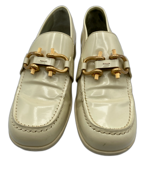 Bottega Veneta Shoe Size 38 Cream Patent Leather Horsebit Block Heel Loafers Cream / 38