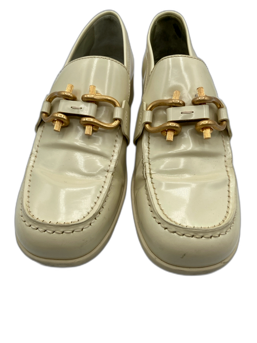 Bottega Veneta Shoe Size 38 Cream Patent Leather Horsebit Block Heel Loafers Cream / 38