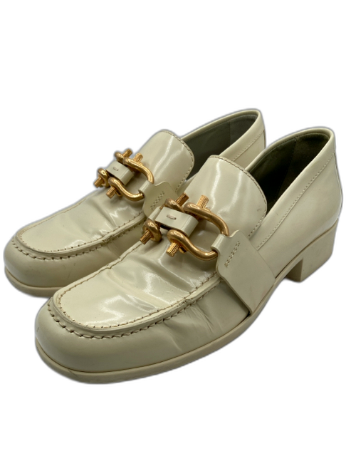 Bottega Veneta Shoe Size 38 Cream Patent Leather Horsebit Block Heel Loafers Cream / 38