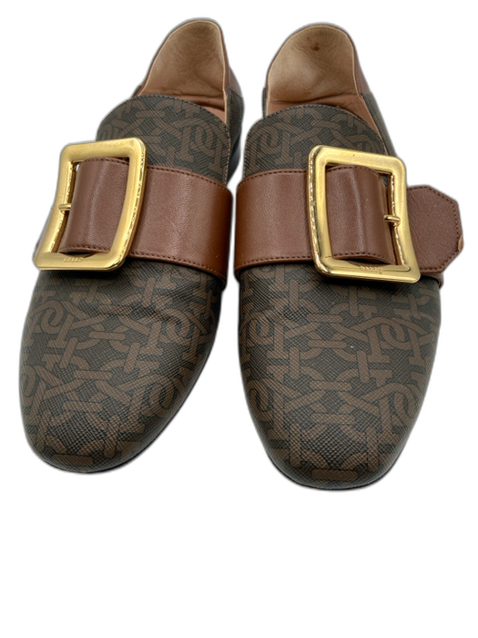 Bally Shoe Size 37.5 Brown Multi Leather Monogram Goldtone Hardware Loafers Brown Multi / 37.5