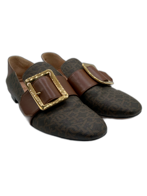 Bally Shoe Size 37.5 Brown Multi Leather Monogram Goldtone Hardware Loafers Brown Multi / 37.5