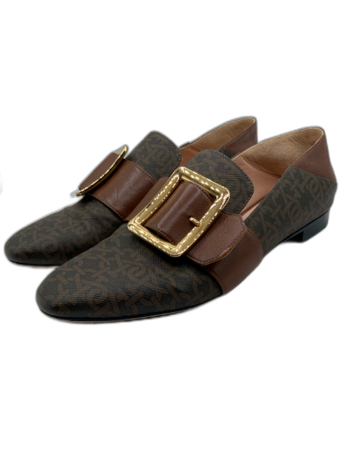 Bally Shoe Size 37.5 Brown Multi Leather Monogram Goldtone Hardware Loafers Brown Multi / 37.5