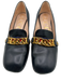 Gucci Shoe Size 37.5 Black Leather Square Toe Goldtone Hardware Loafers Black / 37.5