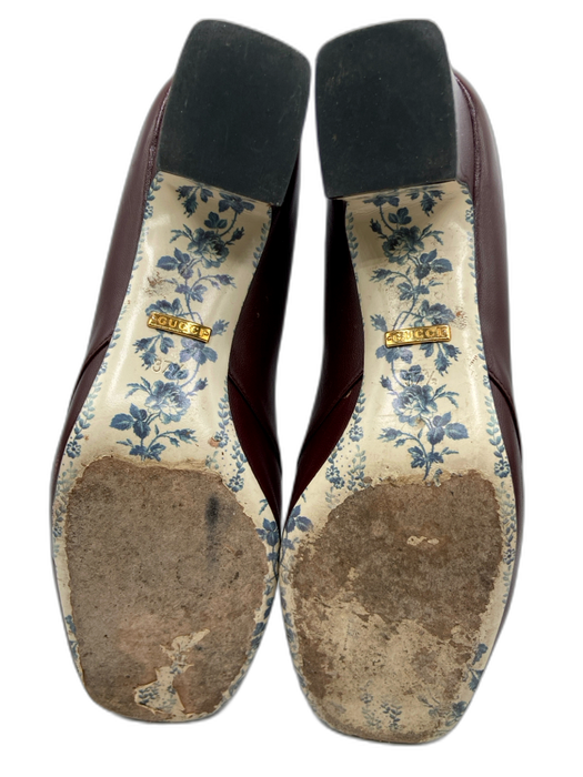 Gucci Shoe Size 37.5 Red Leather Interlocking GG Block Heel Loafers Red / 37.5