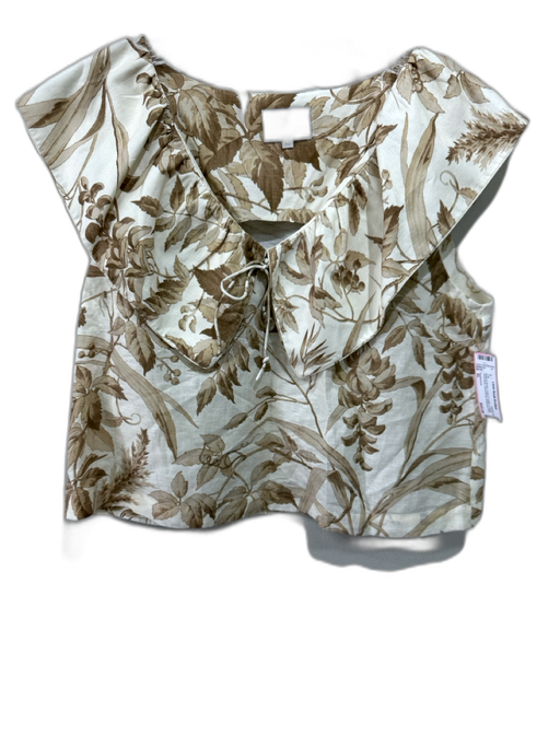 Tuckernuck Size XL Beige & Brown Linen & Cotton V Neck Sleeveless Top Beige & Brown / XL