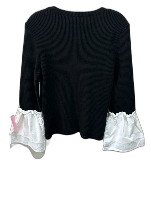 Maeve Size XL B&W Viscose Blend Ribbed Bell Sleeve Knit Top B&W / XL