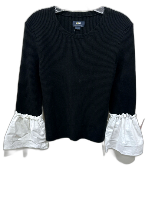 Maeve Size XL B&W Viscose Blend Ribbed Bell Sleeve Knit Top B&W / XL