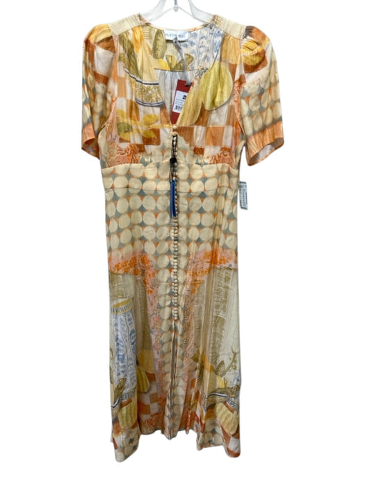 Hunter Bell Size 14 Yellow & Multi Cotton Buttons All Over Print Dress Yellow & Multi / 14