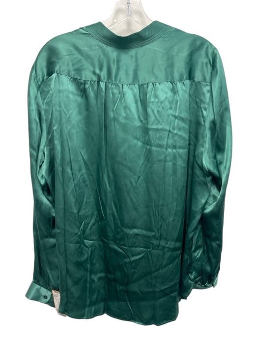 L'agence Size XL Green Silk Long Sleeve Buttons stand collar Blouse Top Green / XL