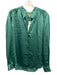 L'agence Size XL Green Silk Long Sleeve Buttons stand collar Blouse Top Green / XL