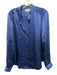L'agence Size L Blue Silk Long Sleeve Buttons stand collar Blouse Top Blue / L