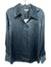 Lafayette 148 Size L Slate Blue Silk Long Sleeve Buttons Collar Blouse Top Slate Blue / L