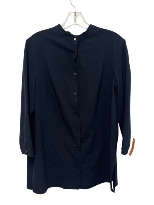 Akris Size 10 Navy Blue 3/4 Sleeve Buttons no Collar Top Navy Blue / 10