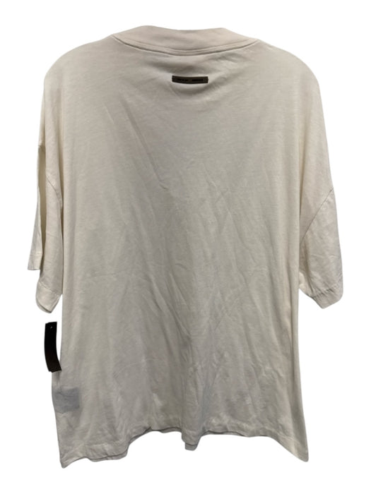 Essentials Size L White Cotton Blend Solid T shirt Crew Men's Short Sleeve White / L