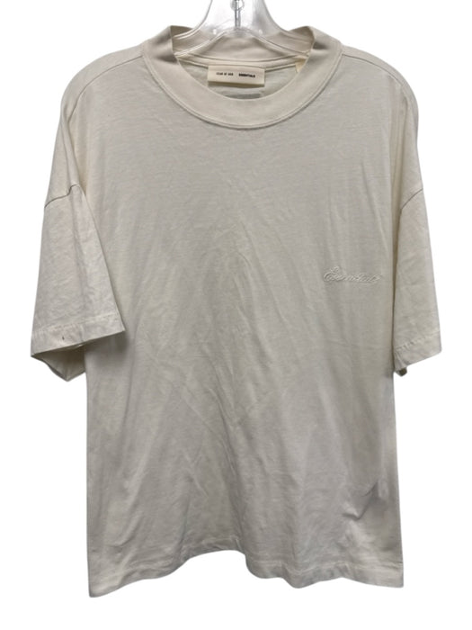 Essentials Size L White Cotton Blend Solid T shirt Crew Men's Short Sleeve White / L