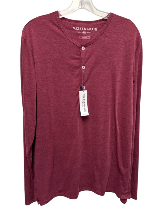 Mizzen + Main NWT Size XL Red Cotton Blend Heathered Henley Long Sleeve Shirt Red / XL