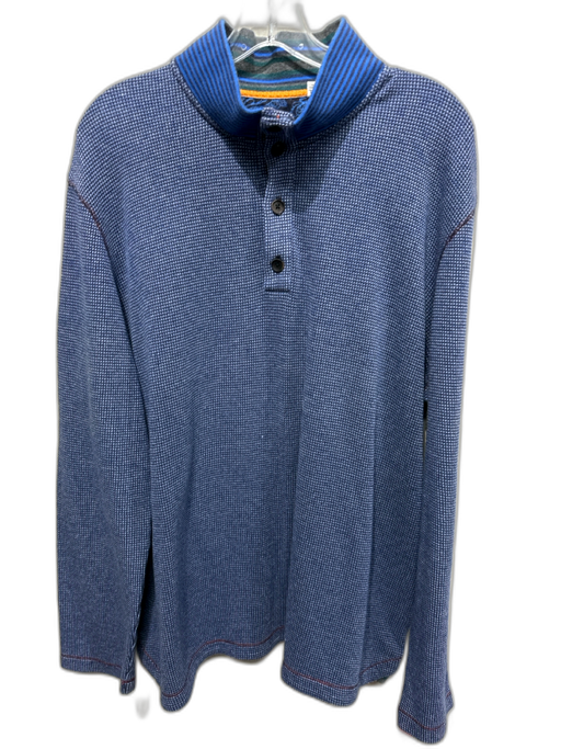 Robert Graham Size 2XL Blue Cotton Micro Quarter Button Men's Sweater Blue / 2XL