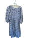 Clara The Label Size XS Purple & Green Cotton Long Balloon Sleeve V Neck Dress Purple & Green / XS