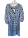 Clara The Label Size XS Purple & Green Cotton Long Balloon Sleeve V Neck Dress Purple & Green / XS