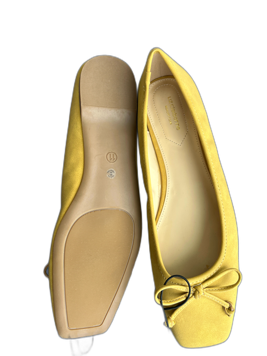 Liz Claiborne Shoe Size 11 Mustard Microsuede Square Toe Bow Detail Flat Shoes Mustard / 11