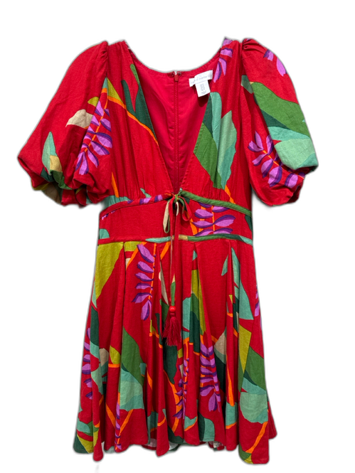 House of Harlow 1960 Size 4 Red, Green, Multi Linen & Rayon floral print Dress Red, Green, Multi / 4
