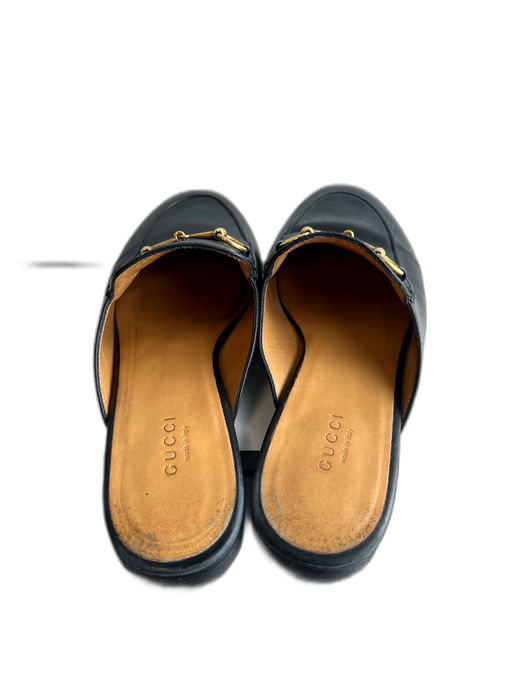 Gucci Shoe Size 38.5 Black Leather Gold hardware Mule Princeton Flat Shoes Black / 38.5